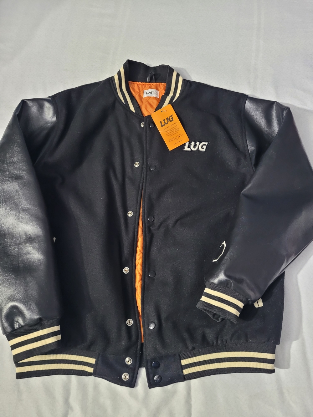 LUG Men's Black & Orange Varsity Jacket 'Keep The Dream Alive'